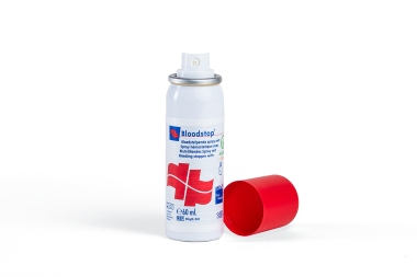 
            Bloodstop, blutstillendes Spray mit Alginat und Ringelblume
    